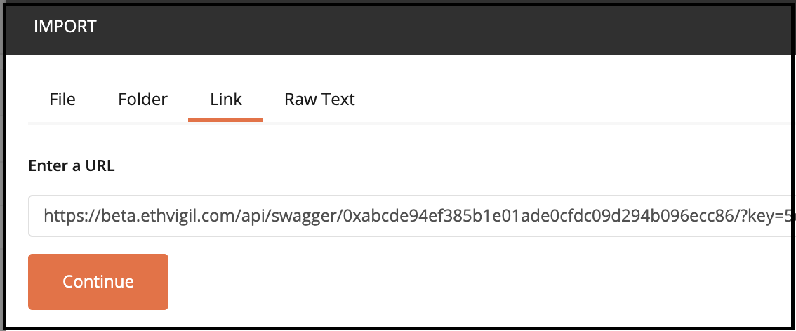Import EthVigil generated OpenAPI Spec in Postman