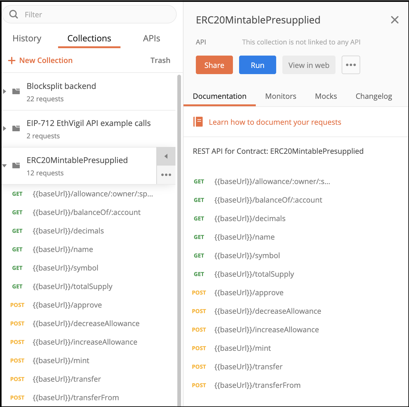 Contract methods listing on EthVigil